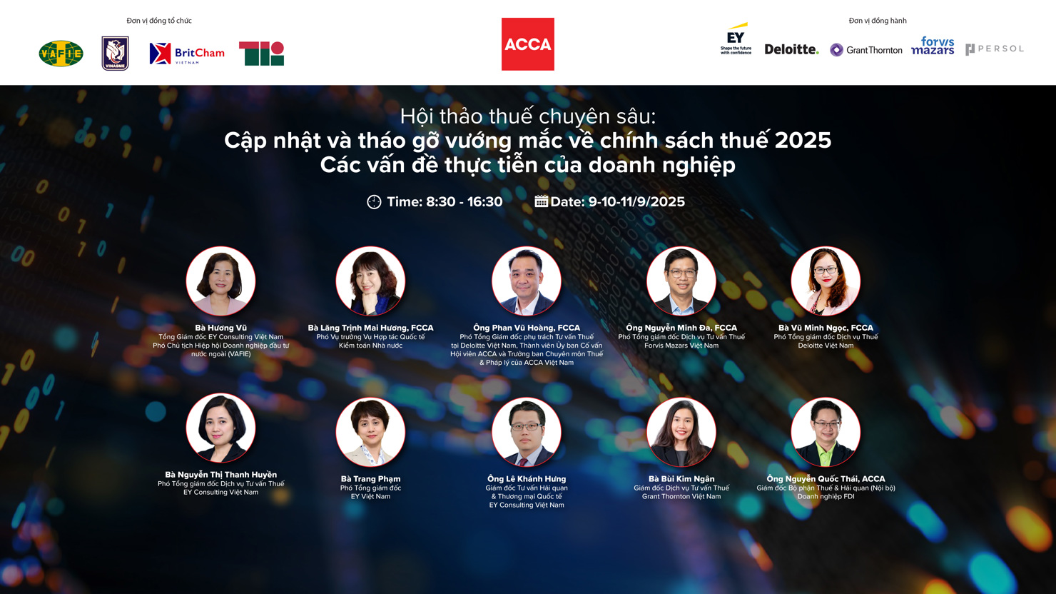 Hội thảo Thuế chuyên sâu 2025 từ ngày 9 đến ngày 11/9/2025 qua Zoom. 