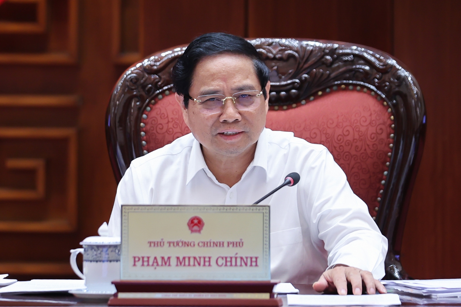 Thủ tướng Phạm Minh Chính chủ trì cuộc họp của Thường trực Chính phủ. Ảnh: VGP/Nhật Bắc