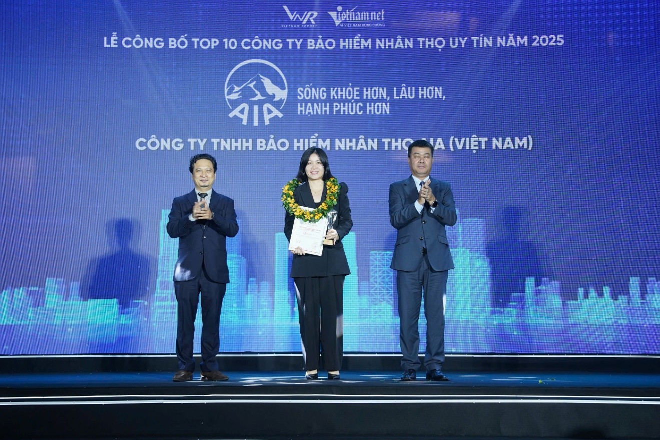 Năm 2025 l&agrave; năm thứ 10 li&ecirc;n tiếp AIA Việt Nam được vinh danh Top 10 C&ocirc;ng ty Bảo hiểm Uy t&iacute;n.&nbsp;