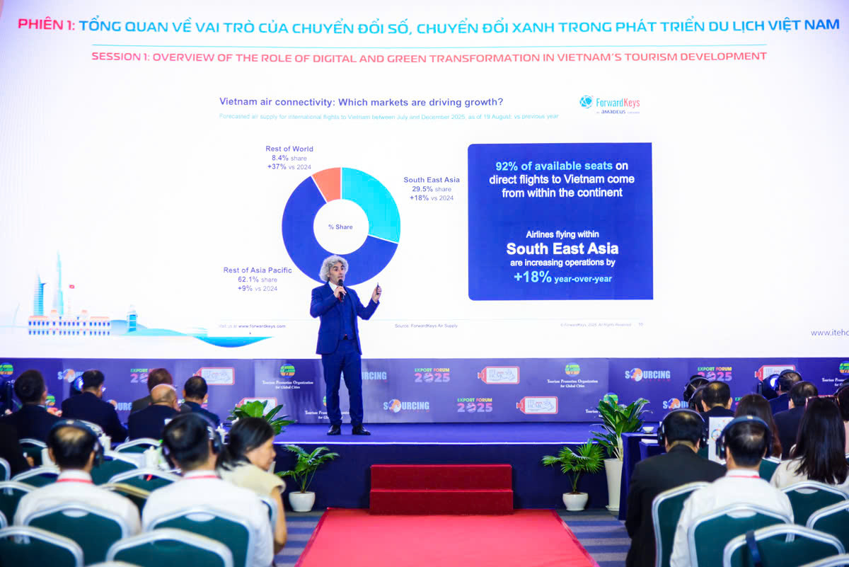Chuyển đổi số, chuyển đổi xanh l&agrave; 2 trụ cột quan trọng trong ph&aacute;t triển du lịch bền vững.