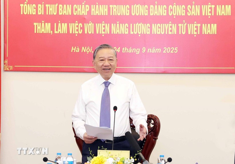 Tổng B&iacute; thư T&ocirc; L&acirc;m ph&aacute;t biểu tại cuộc l&agrave;m việc. Ảnh: Thống Nhất/TTXVN. &nbsp;