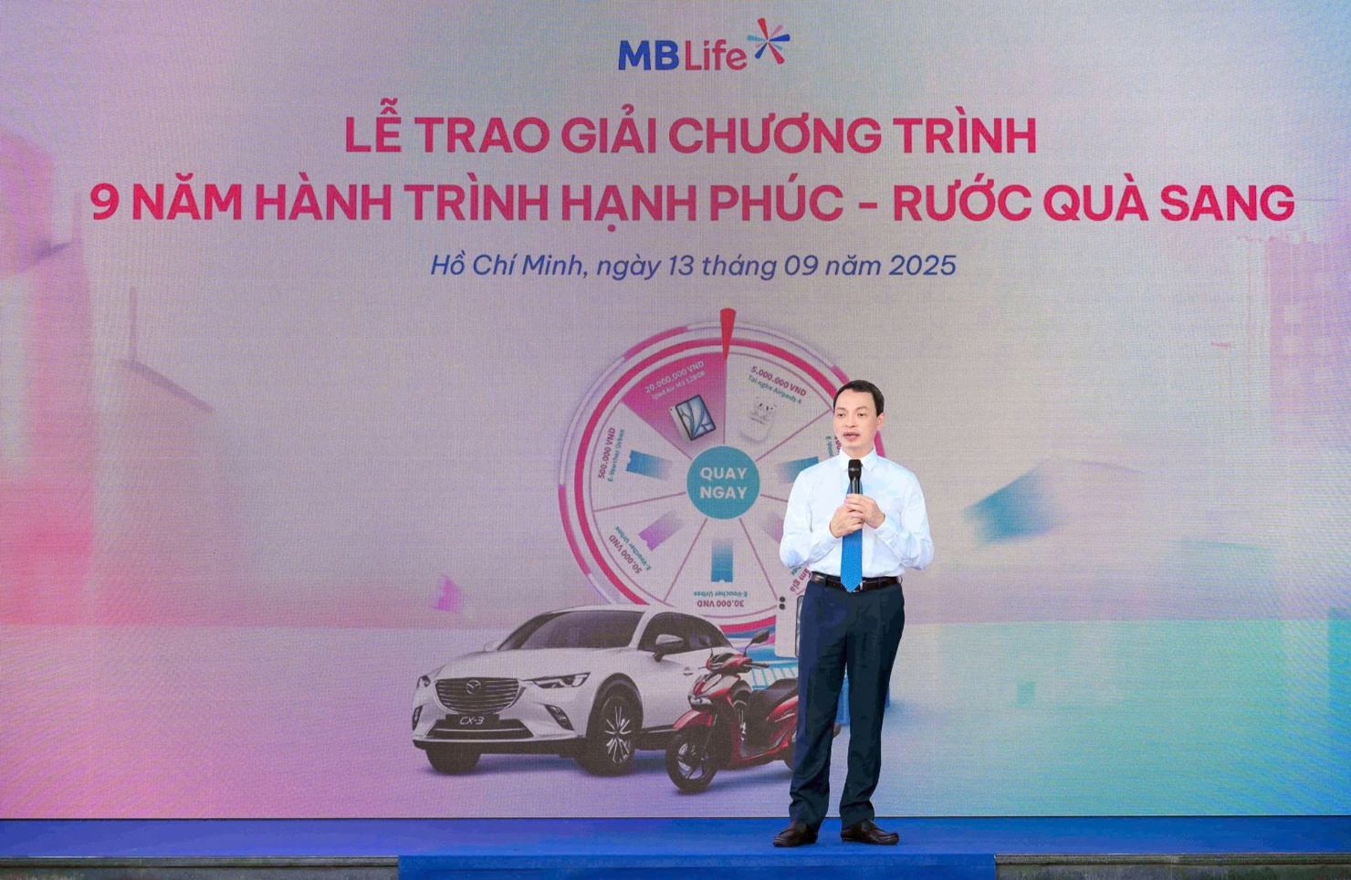 &Ocirc;ng B&ugrave;i Trung Ki&ecirc;n - Tổng Gi&aacute;m đốc MB Life ph&aacute;t biểu tại buổi lễ.