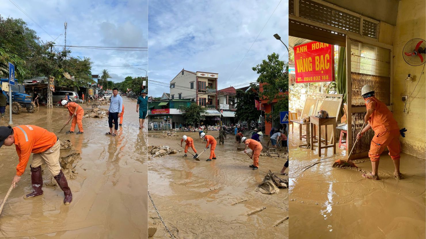 Người lao động VNPD hỗ trợ người d&acirc;n Tương Dương dọn b&ugrave;n sau b&atilde;o