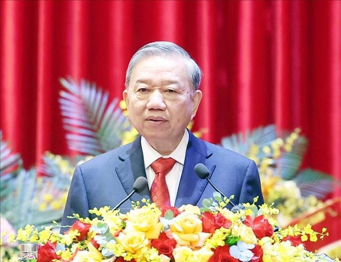 Tổng Bí thư Tô Lâm phát biểu tại Đại hội. Ảnh: Thống Nhất/TTXVN .