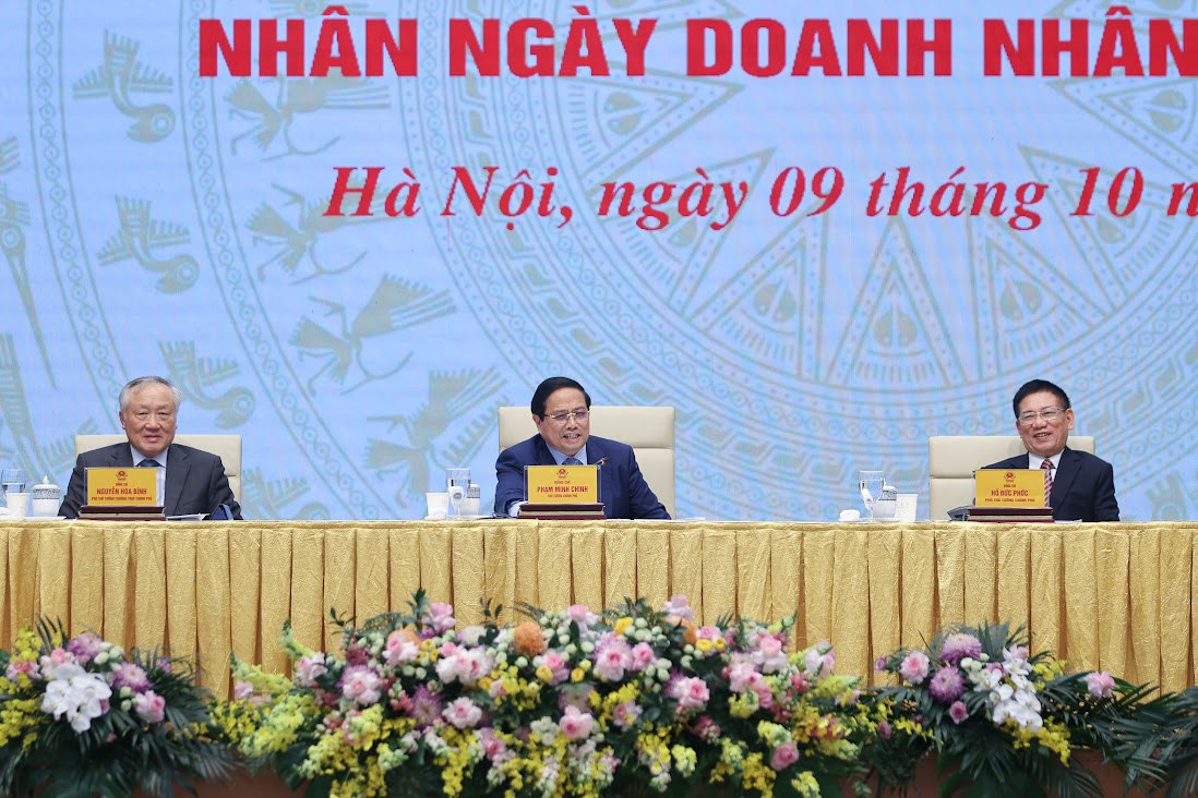 Thủ tướng Chính phủ Phạm Minh Chính chủ trì Hội nghị gặp mặt đại diện doanh nghiệp, doanh nhân tiêu biểu toàn quốc. Ảnh: VGP.