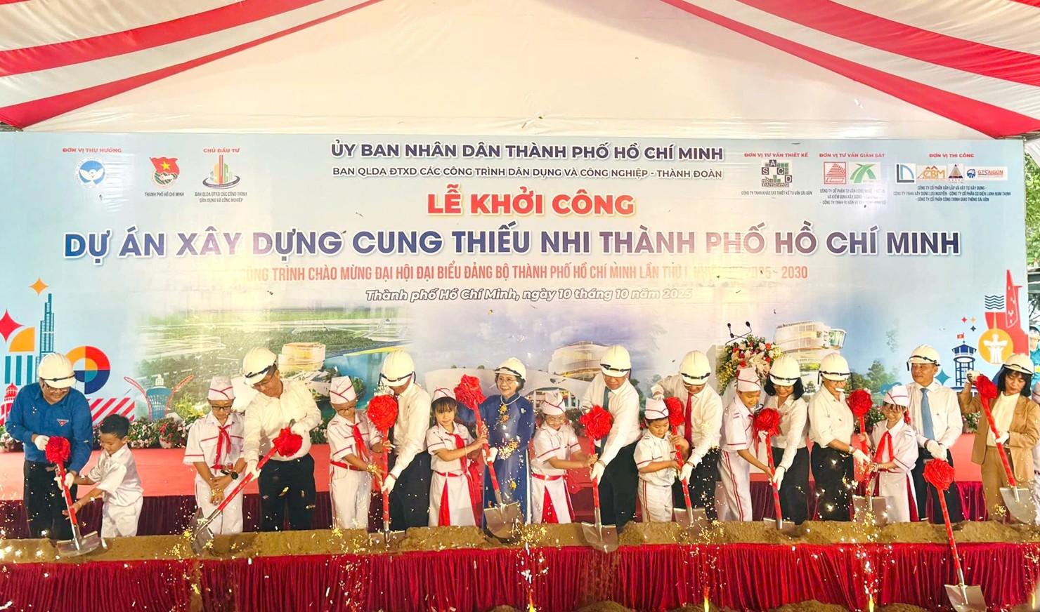 Khởi công dự án Cung thiếu nhi sáng 10/10. Ảnh: VP