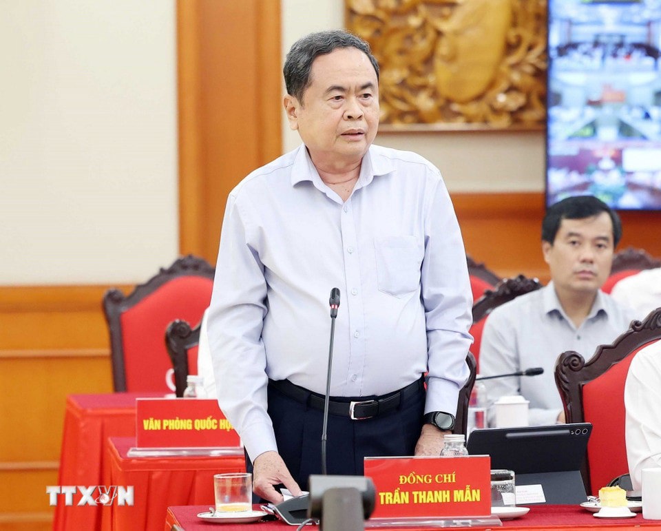 Chủ tịch Quốc hội Trần Thanh Mẫn phát biểu. Ảnh: Thống Nhất - TTXVN.