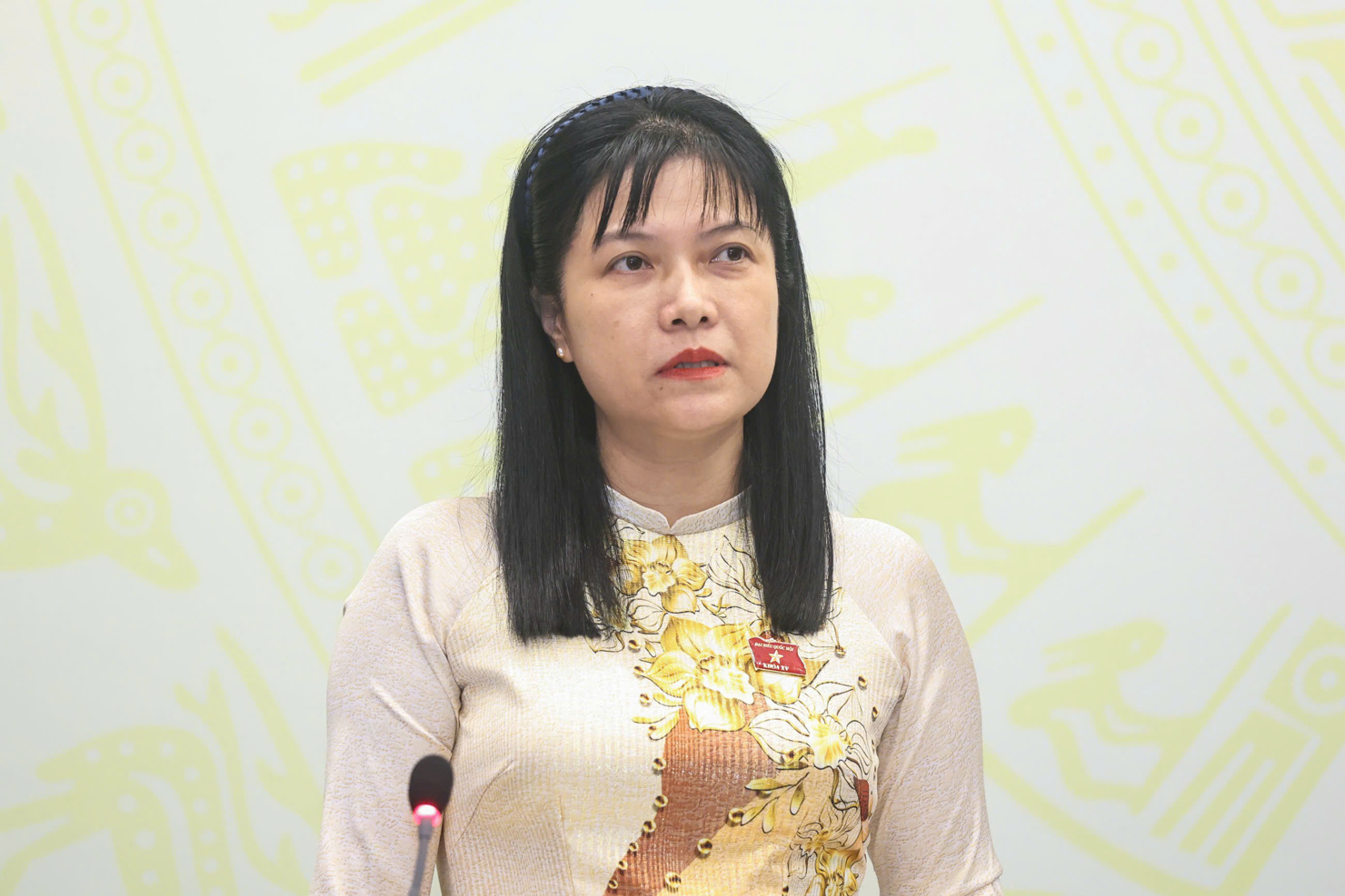 Phó Chủ nhiệm Ủy ban Công tác đại biểu Tạ Thị Yên thông tin tại cuộc họp báo.