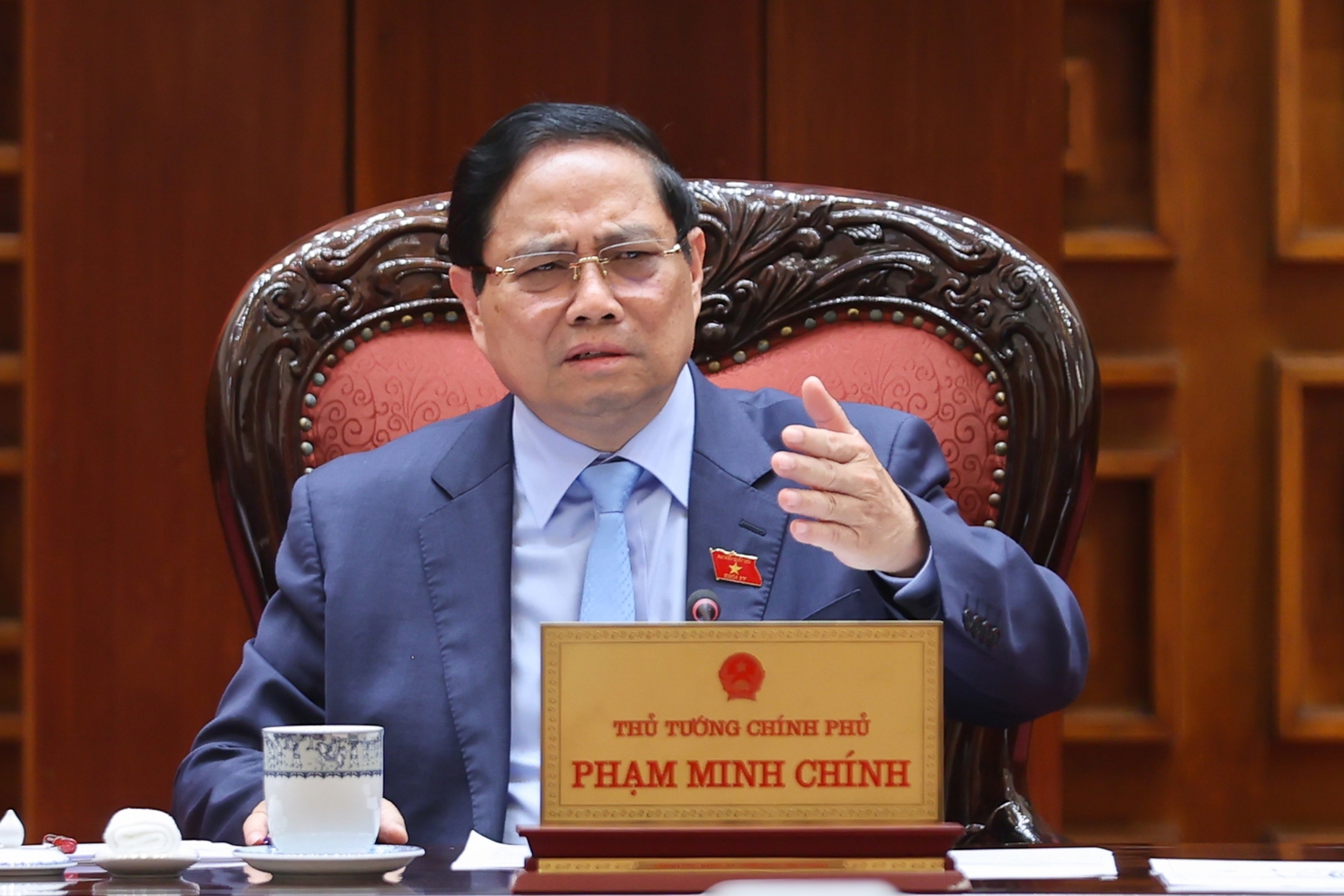 Thủ tướng Phạm Minh Chính đánh giá nhìn chung, nhiệm vụ năm sau nhiều hơn năm trước nhưng kết quả năm sau đạt cao hơn năm trước, rất đáng trân trọng. Ảnh: VGP/Nhật Bắc
