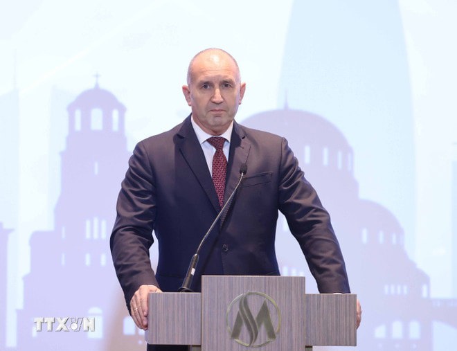 Tổng thống Bulgaria Rumen Radev phát biểu. Ảnh: Thống Nhất/TTXVN.