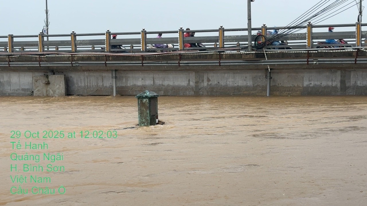 Nước lũ dâng cao uy hiếp an toàn công trình và an toàn của người, phương tiện lưu thông qua cầu