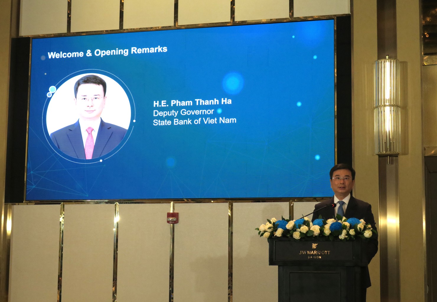 Ph&oacute; Thống đốc Ng&acirc;n h&agrave;ng Nh&agrave; nước Việt Nam Phạm Thanh H&agrave; ph&aacute;t biểu tại Hội nghị. Ảnh: Đức Mỹ