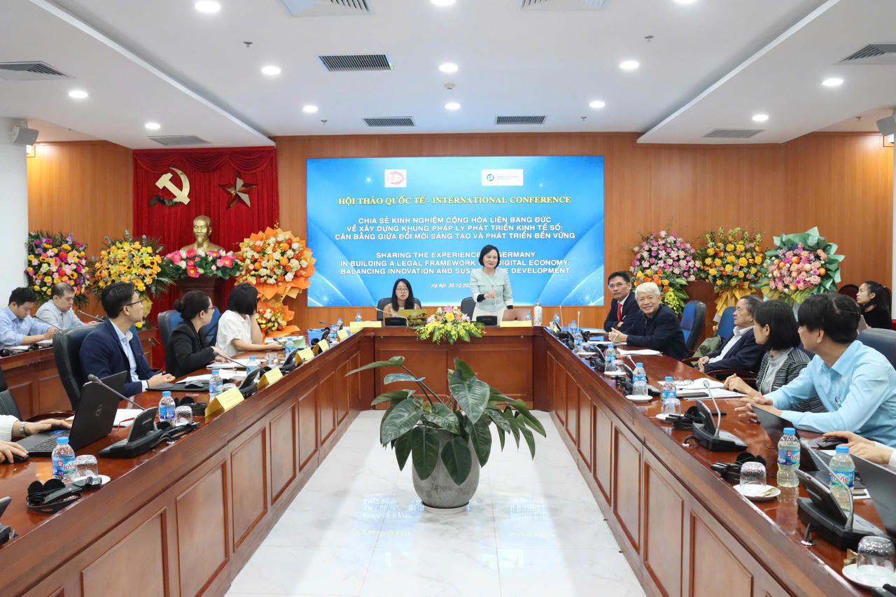 Hội thảo chia sẻ kinh nghiệm Cộng hòa Liên bang Đức về xây dựng khung pháp lý phát triển kinh tế số: Cân bằng giữa đổi mới sáng tạo và phát triển bền vững.