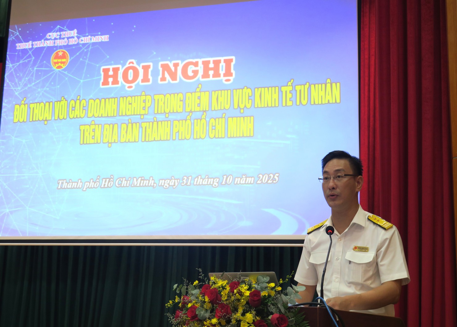 &Ocirc;ng Đo&agrave;n Minh Dũng cam kết, Thuế TP. Hồ Ch&iacute; Minh lu&ocirc;n đồng h&agrave;nh, tạo điều kiện thuận lợi nhất cho doanh nghiệp hoạt động kinh doanh. Ảnh: Đức Mỹ