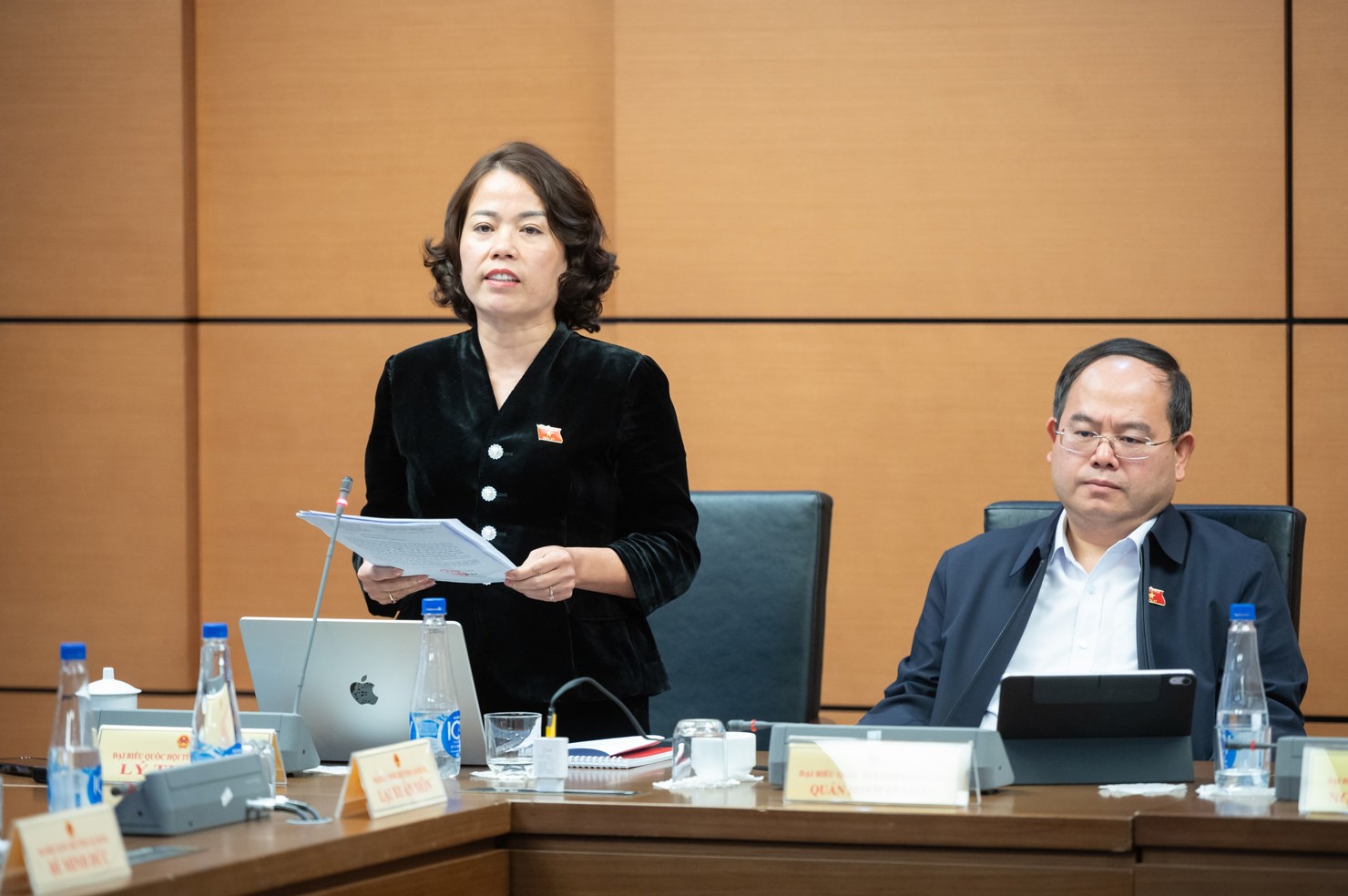 Đại biểu L&yacute; Thị Lan - Đo&agrave;n đại biểu Quốc hội tỉnh Tuy&ecirc;n Quang ph&aacute;t biểu.