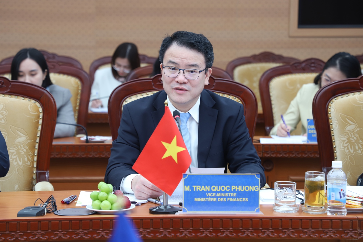 Thứ trưởng Bộ T&agrave;i ch&iacute;nh Trần Quốc Phương ph&aacute;t biểu tại Diễn đ&agrave;n Đối thoại cấp cao thường ni&ecirc;n về kinh tế giữa Việt Nam - Ph&aacute;p.