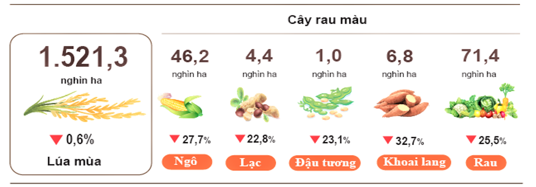 Diện t&iacute;ch gieo trồng một số c&acirc;y hằng năm (T&iacute;nh đến 20/10/2025)