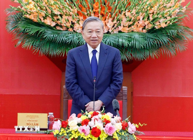 Tổng B&iacute; Thư T&ocirc; L&acirc;m ph&aacute;t biểu. Ảnh: Thống Nhất/TTXVN.
