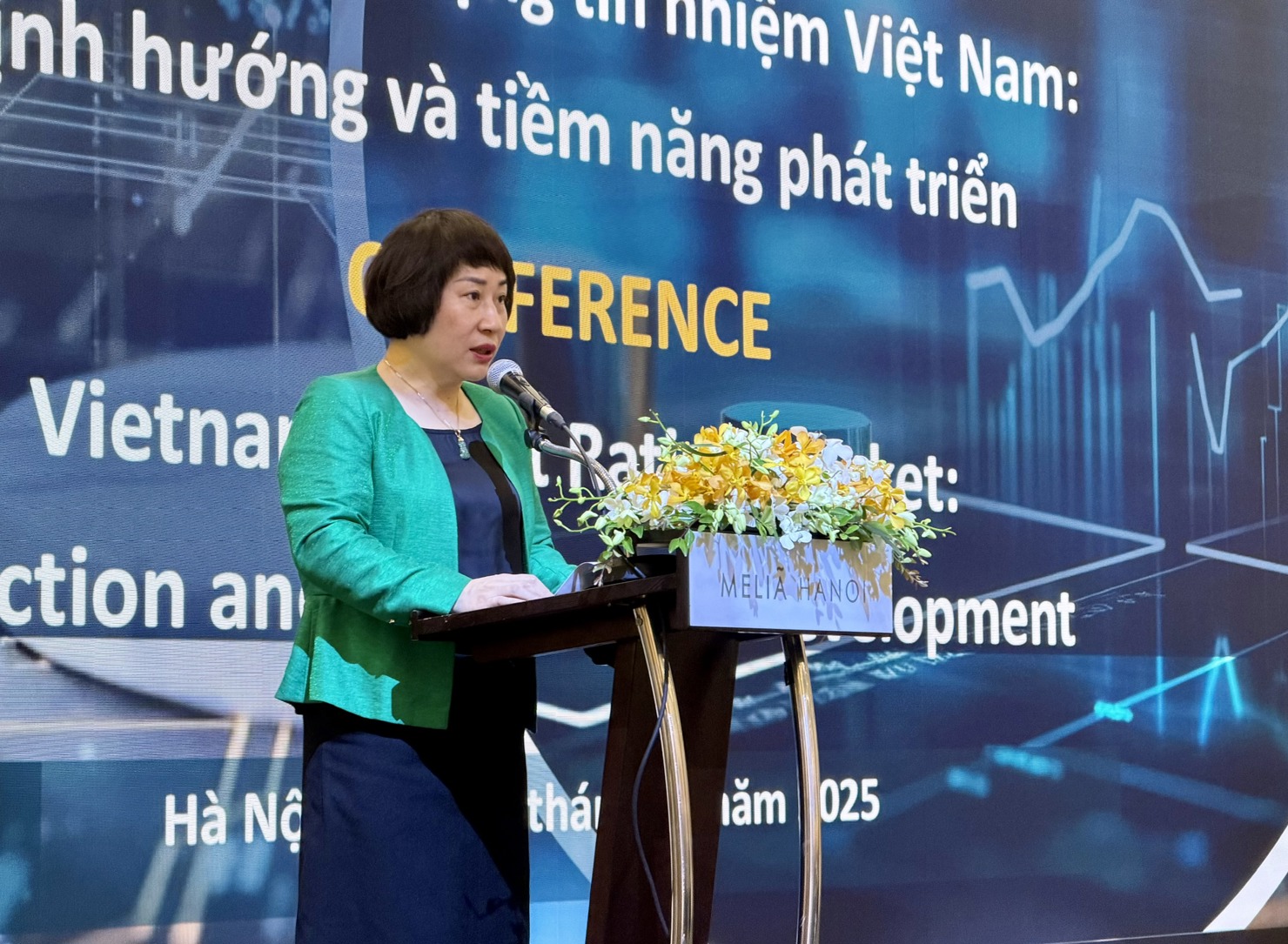 B&agrave; Phạm Thị Thanh T&acirc;m &ndash; Ph&oacute; Vụ trưởng Vụ C&aacute;c định chế t&agrave;i ch&iacute;nh ph&aacute;t biểu khai mạc Hội thảo. Ảnh: HD