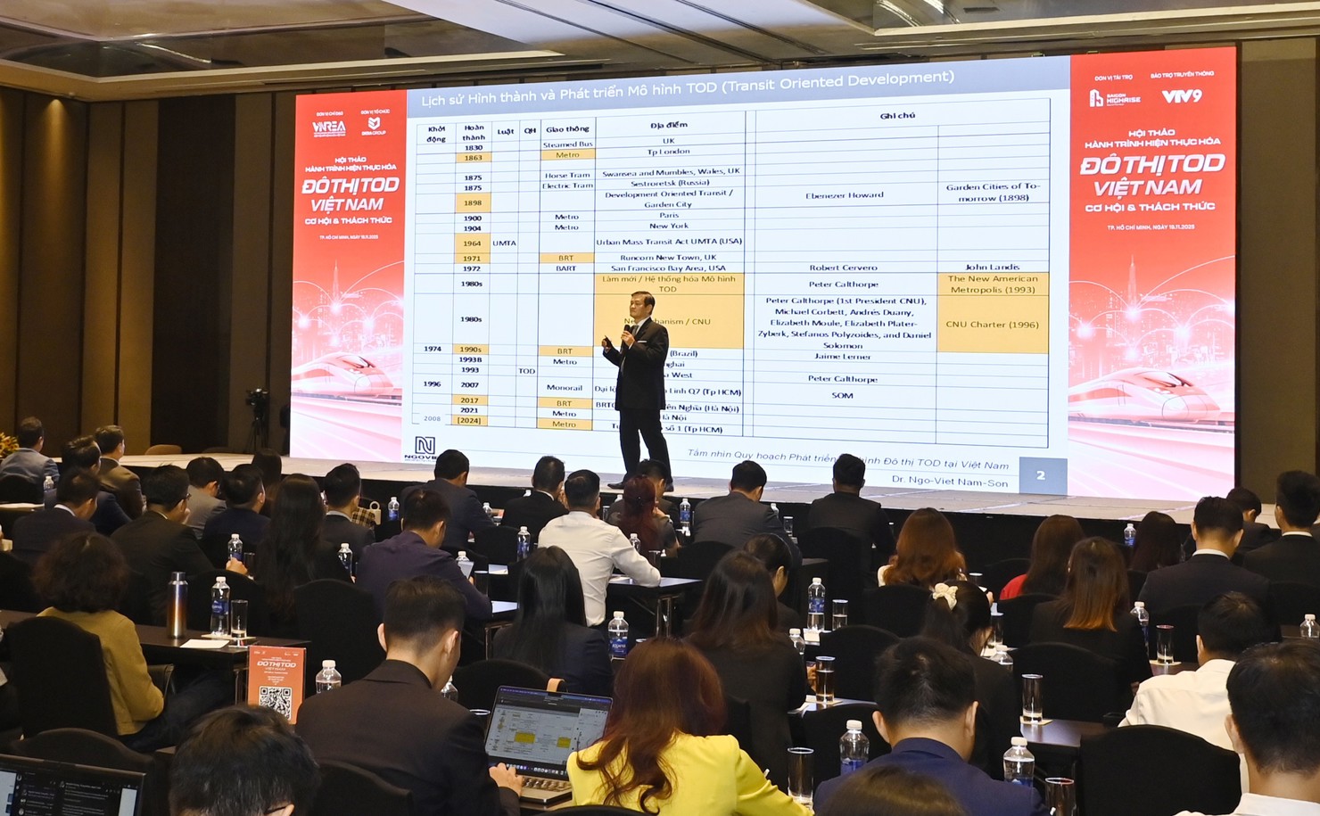 TS. Kiến tr&uacute;c sư Ng&ocirc; Viết Nam Sơn chia sẻ nghi&ecirc;n cứu về&nbsp;c&aacute;c quy hoạch v&agrave; dự &aacute;n TOD. Ảnh: Thanh Sơn