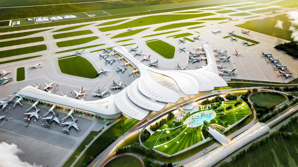 Cảng hàng không quốc tế Long Thành giai đoạn 1 đã chính thức được khởi công sáng ngày 5/1/2021. Ảnh Đất Xanh