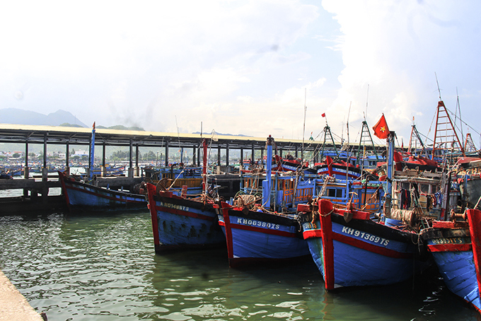 Nhiều tàu cá neo lại cảng Vĩnh Lương do hoạt động thua lỗ. Ảnh: Hải Lăng