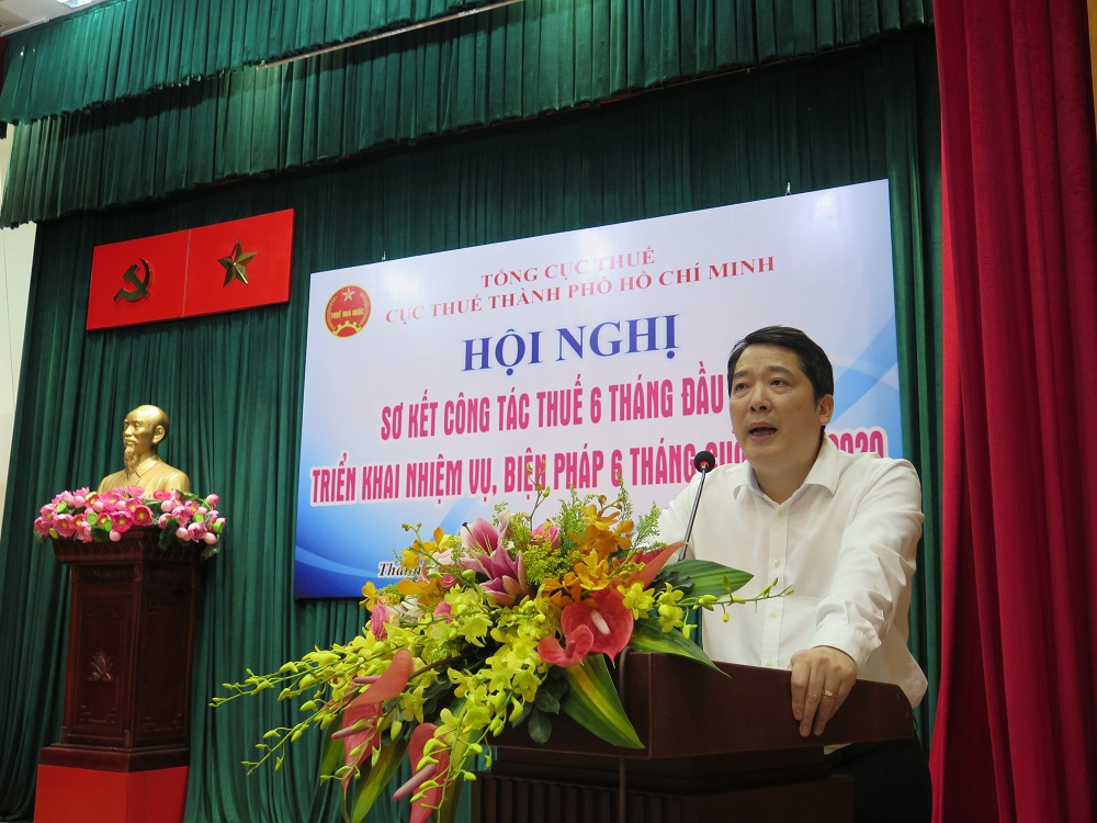 Ông Cao Anh Tuấn, Tổng cục trưởng Tổng cục Thuế phát biểu tại hội nghị. Ảnh Thanh Sơn
