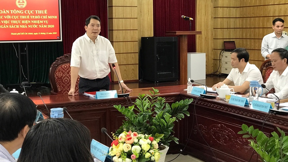 Ông Cao Anh Tuấn, Tổng cục trưởng Tổng cục Thuế trong buổi làm việc với Cục Thuế TP. Hồ Chí Minh. Ảnh Thanh Sơn