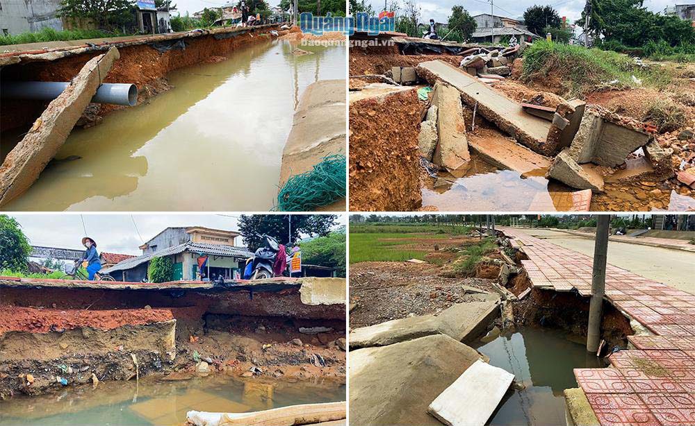 Mưa lũ gây thiệt hại nặng về hạ tầng giao thông cho tỉnh Quảng Ngãi. Ảnh: PV