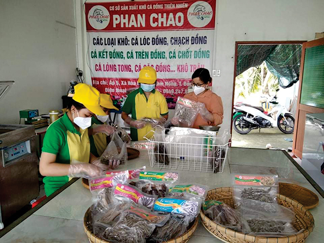 Cơ sở sản xuất khô cá đồng Phan Chao tăng cường sản xuất phục vụ thị trường Tết. Ảnh: Trọng Trung