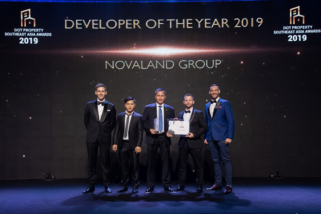 Tập đoàn Novaland đã được xướng tên tại hạng mục Developer of the Year 2019 (Nhà phát triển dự án bất động sản của năm 2019 khu vực Đông Nam Á). Ảnh NVL