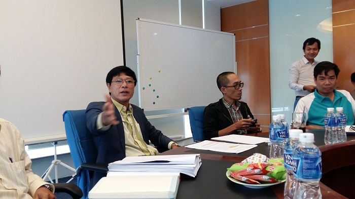 Ông Trương Anh Tuấn, Chủ tịch HĐQT kiêm Tổng Giám đốc Địa ốc Hoàng Quân tại buổi gặp mặt. Ảnh FinancePlus.vn