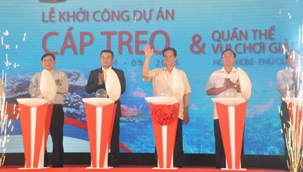 Lễ khởi công dự án cáp treo dài nhất thế giới tại Phú Quốc.Nguồn internet