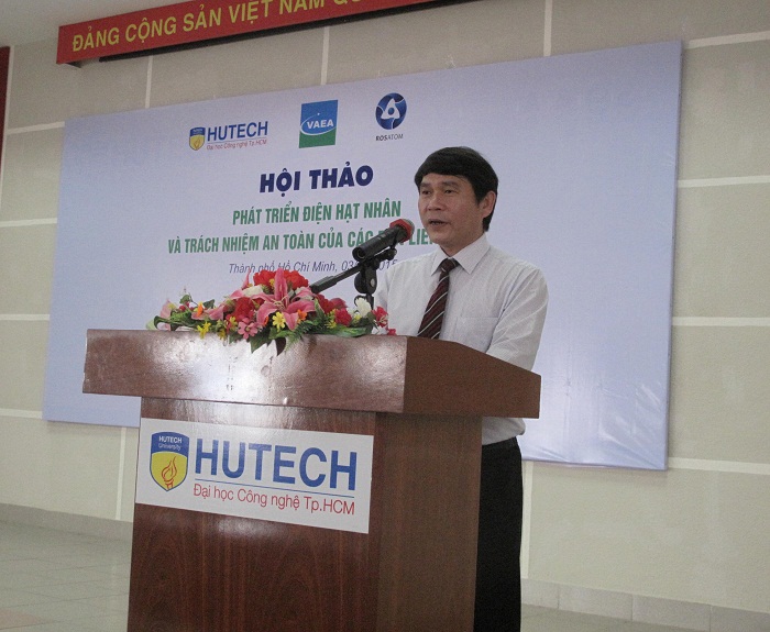 TS. Hoàng Anh Tuấn, Cục trưởng Cục Năng lượng Nguyên tử trình bày tại hội thảo. Nguồn: Financeplus.vn