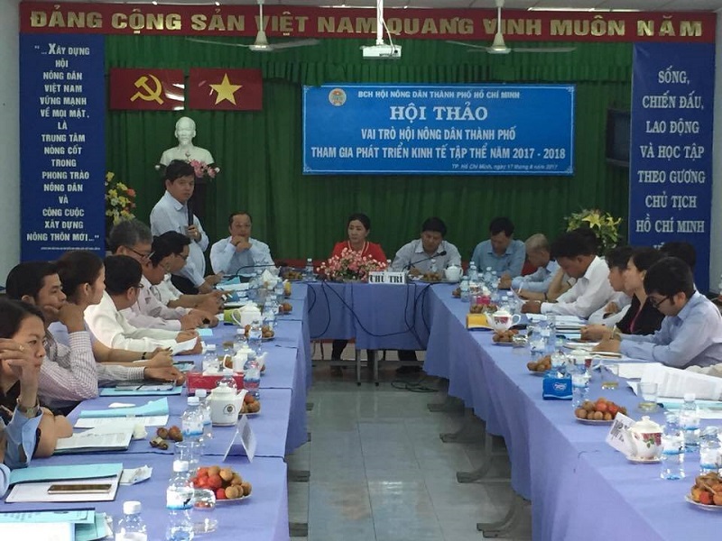 Hội thảo vai trò Hội nông dân TP. Hồ Chí Minh tham gia phát triển kinh tế tập thể năm 2017-2018 sáng 17/8. Ảnh Financeplus.vn 