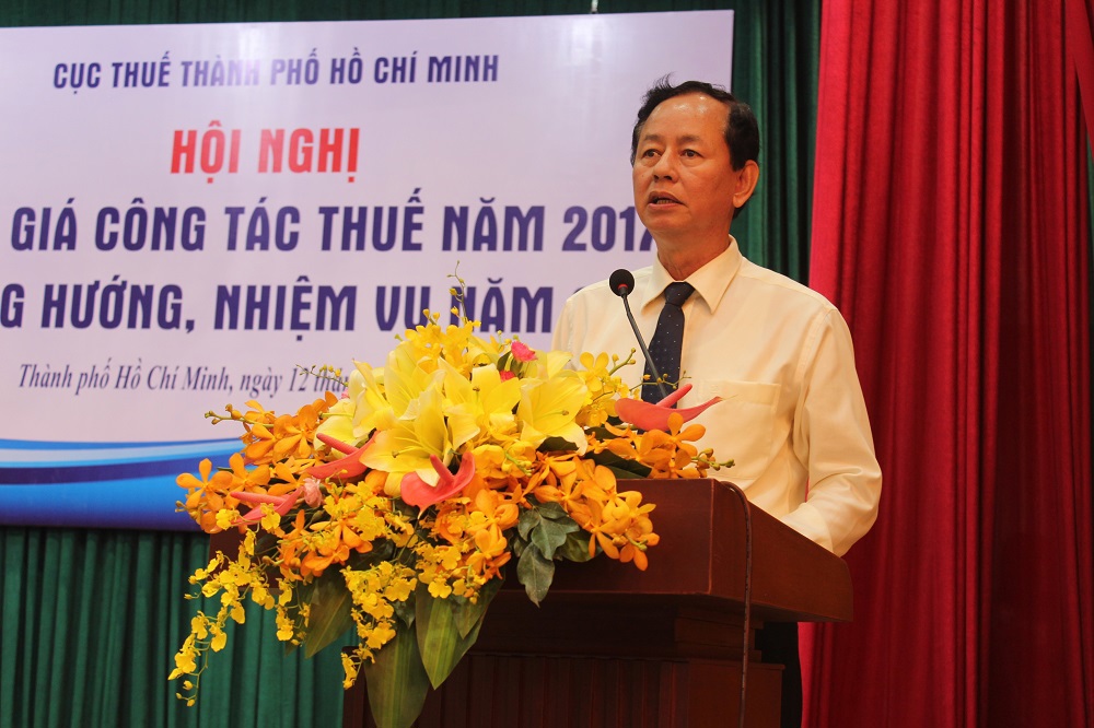 Cục trưởng Cục Thuế TP. Hồ Chí Minh Trần Ngọc Tâm phát biểu tại hội nghị. Ảnh: Bá Vũ