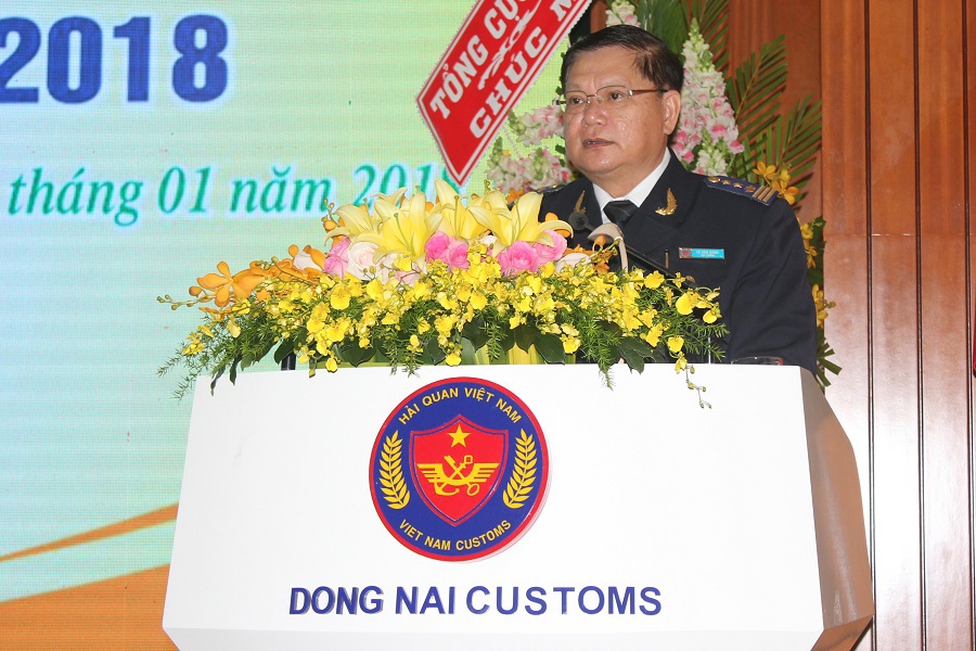 Cục trưởng Cục Hải quan Đồng Nai phát biểu tại hội nghị. Ảnh Vũ Lê