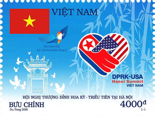 Mẫu tem "Chào mừng Hội nghị Thượng đỉnh Hoa Kỳ - Triều Tiên tại Hà Nội"