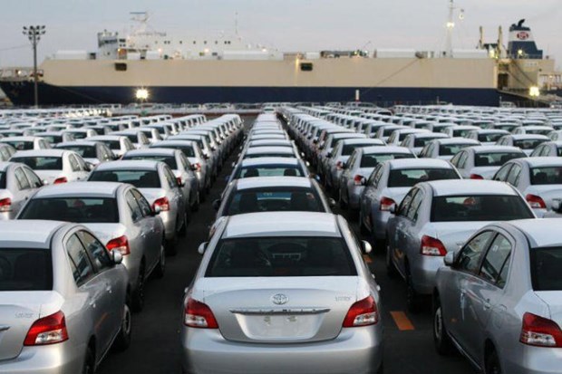 Ôtô Nhật Bản xếp hàng ở cảng chờ xuất khẩu sang nước ngoài. Nguồn: The Straits Times