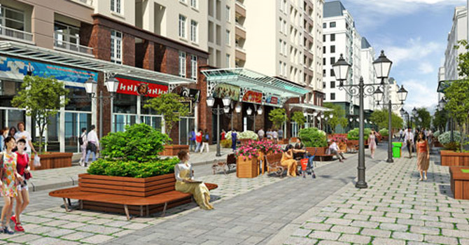 Phối cảnh khu nhà ở giãn dân phố cổ được quận Hoàn Kiếm công bố năm 2015.
