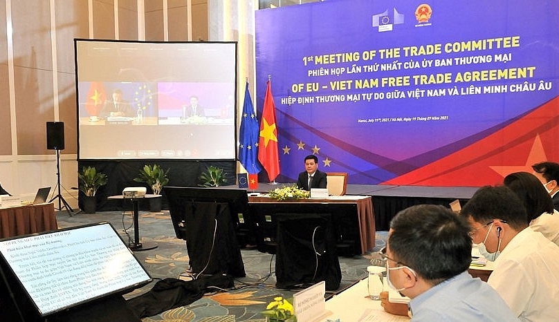 Phiên họp lần thứ nhất của Ủy ban Thương mại của Hiệp định EVFTA. Ảnh: moit.gov.vn