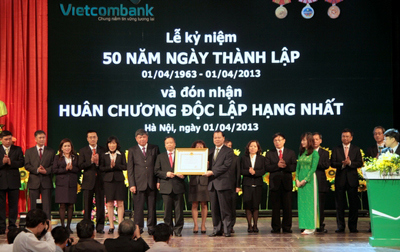 Kỷ niệm 50 năm xây dựng và phát triển, Vietcombank chính thức ra mắt thương hiệu mới. Nguồn: Internet