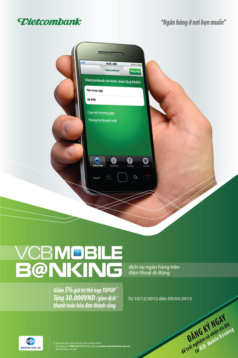 Dich vụ VCB-Mobile B@nking luôn đón nhận sự quan tâm và sử dụng của đông đảo khách hàng. Nguồn: Vietcombank.com.vn