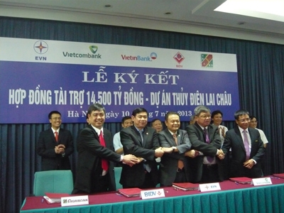 Lễ ký kết hợp đồng tín dụng thương mại vay vốn đầu tư xây dựng dự án Thủy điện Lai Châu giữa EVN và Vietcombank. Nguồn: vietcombank.com.vn