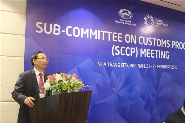 Tổng cục trưởng Hải quan Việt Nam Nguyễn Văn Cẩn phát biểu khai mạc tại Cuộc họp Tiểu ban Thủ tục Hải quan APEC (SCCP)
