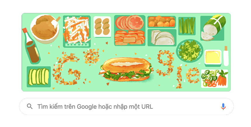 Hình ảnh bánh mì Việt Nam trên Google Doodle.