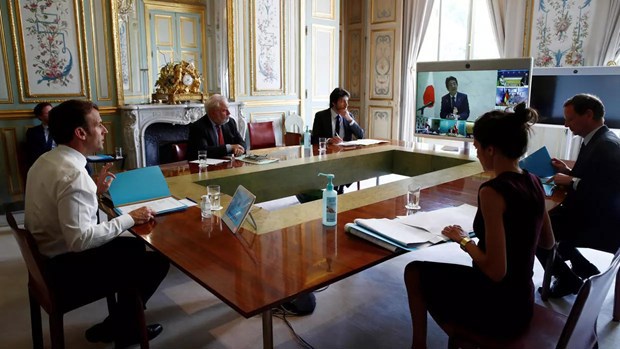 Cuộc họp trực tuyến của nhóm G7. (Ảnh: AFP)