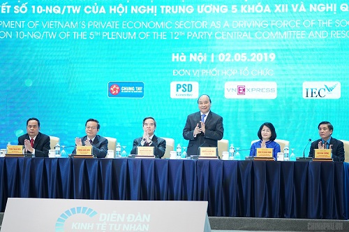 Thủ tướng Nguyễn Xuân Phúc phát biểu trước tại Diễn đàn Kinh tế tư nhân.