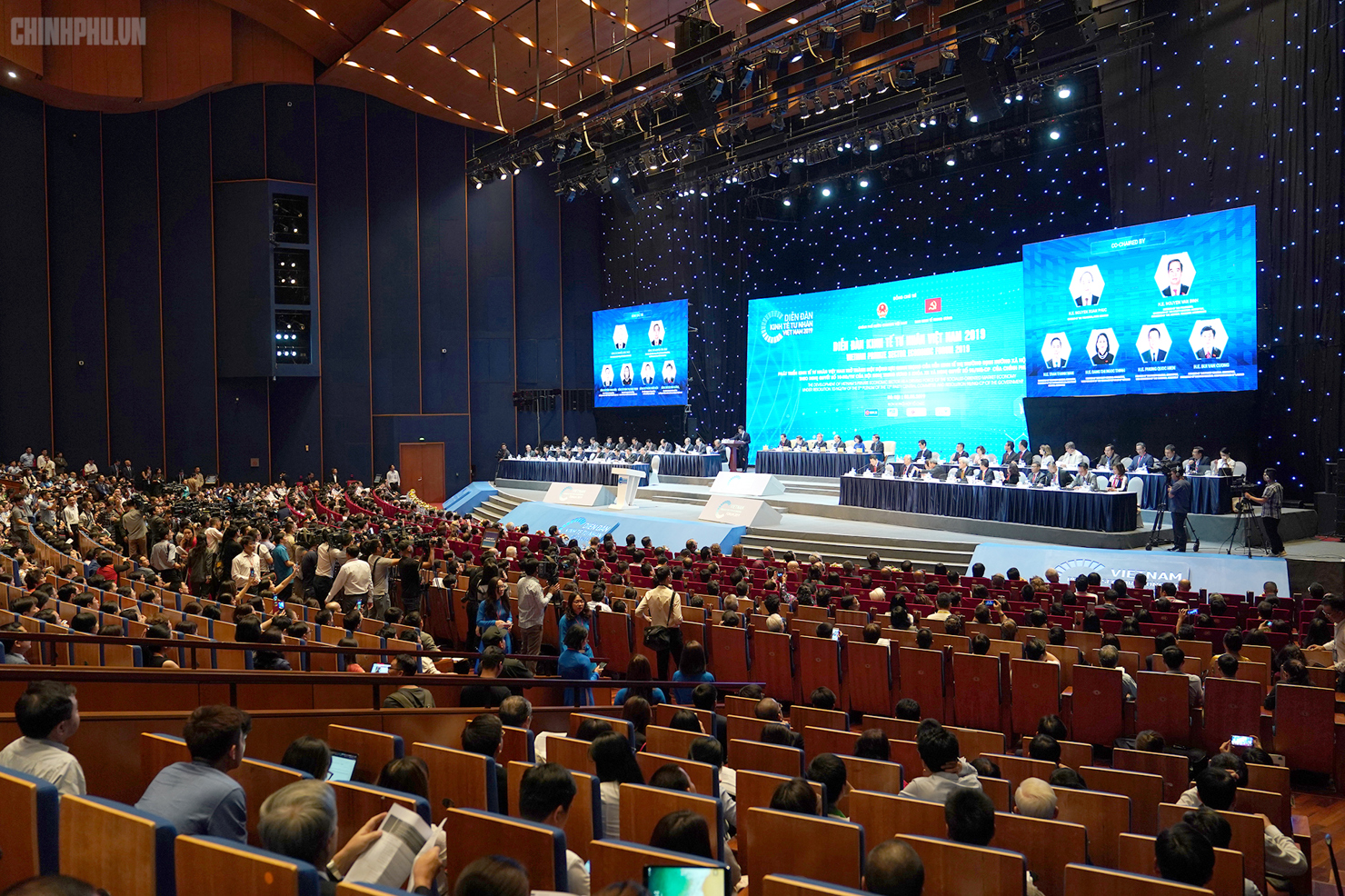 Diễn đàn Kinh tế tư nhân Việt Nam 2019 được tổ chức tại Trung tâm Hội nghị Quốc gia.