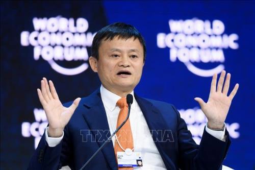 Tỷ phú Jack Ma phát biểu tại Diễn đàn kinh tế Thế giới. Ảnh: AFP